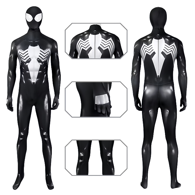 Venom Printed Cosplay Suit Black Spiderman Costumes For Halloween