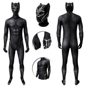 Black Panther Cosplay Costume T'challaClassic Printed Black Suits