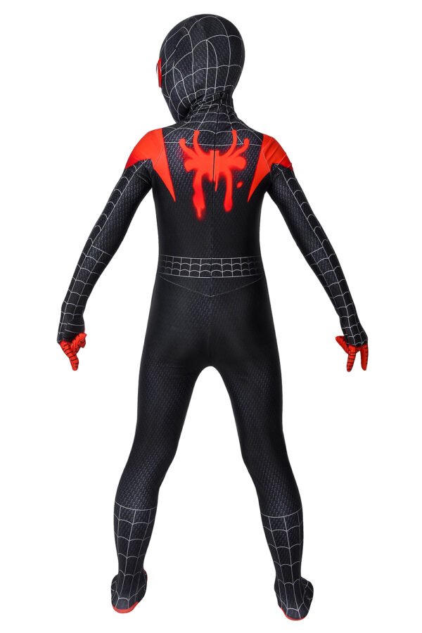 Kids Miles Morales Cosplay Costume Into The Spider Verse Black Spider Suit