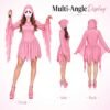 IMG_3865.JPG_2K_20260928173543 Women’s Pink Glitter Ghost Costume with Hooded Dress & Mask – Halloween Cosplay Outfit