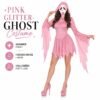 IMG_3866.JPG_2K_20260928173920 Women’s Pink Glitter Ghost Costume with Hooded Dress & Mask – Halloween Cosplay Outfit