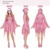 IMG_3869.jpg_2K_20260928174229 Women’s Pink Glitter Ghost Costume with Hooded Dress & Mask – Halloween Cosplay Outfit