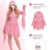 IMG_3872.jpg_2K_20260928174942 Women’s Pink Glitter Ghost Costume with Hooded Dress & Mask – Halloween Cosplay Outfit