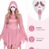 IMG_3873.jpg_2K_20260928175210 Women’s Pink Glitter Ghost Costume with Hooded Dress & Mask – Halloween Cosplay Outfit