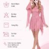 IMG_3876.jpg_2K_20260928175300 Women’s Pink Glitter Ghost Costume with Hooded Dress & Mask – Halloween Cosplay Outfit