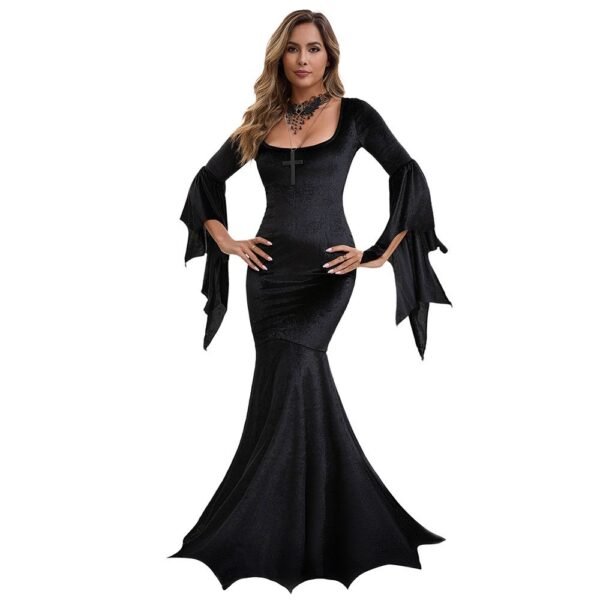 IMG_3911 2026 Halloween Dark Gothic Bat Witch Costume for Women – Vampire-Inspired Stretch Velvet Outfit