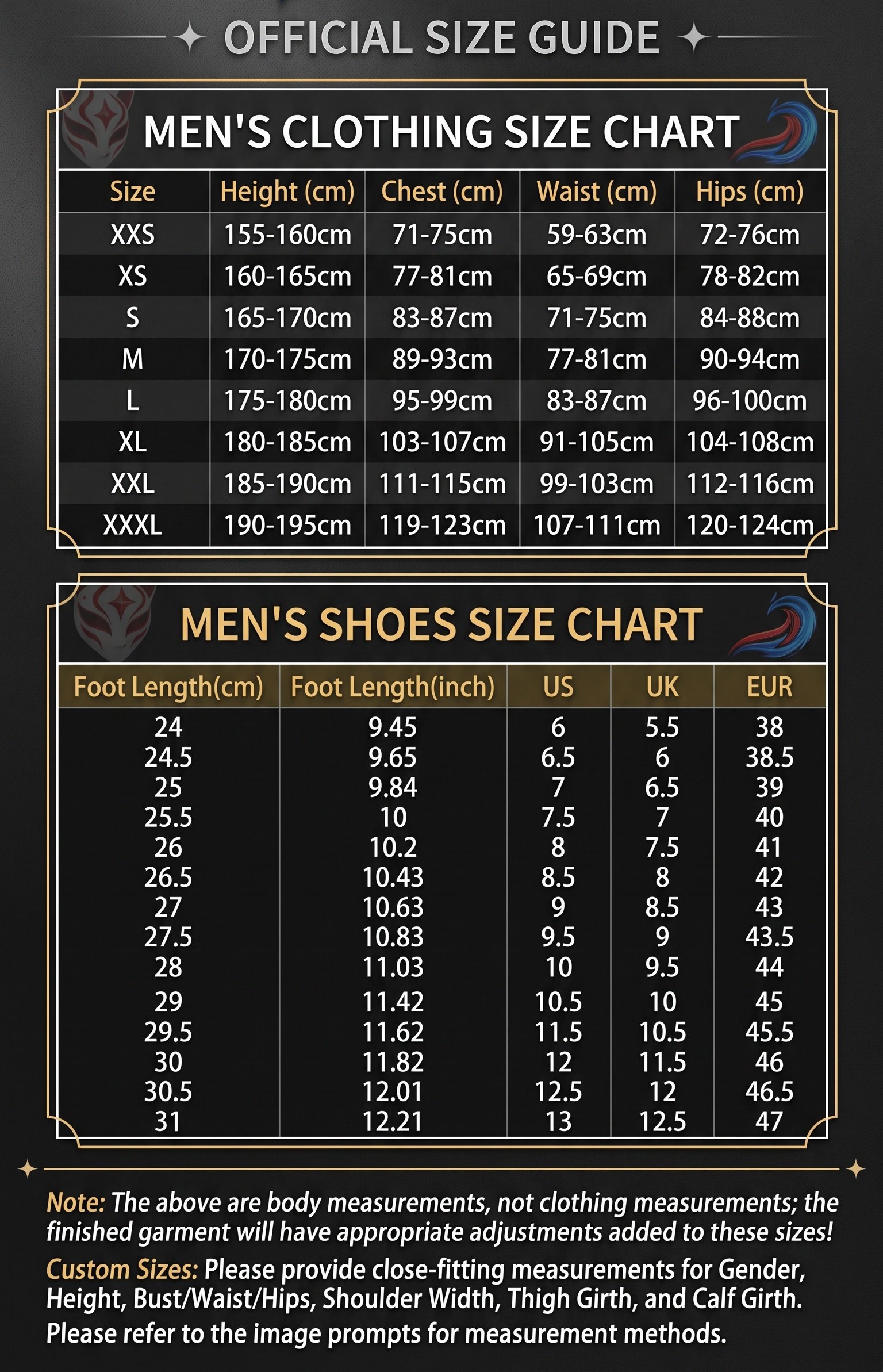 Men's Size Guide