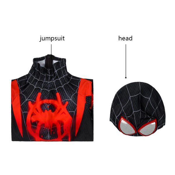 Kids Miles Morales Cosplay Costume Into The Spider Verse Black Spider Suit